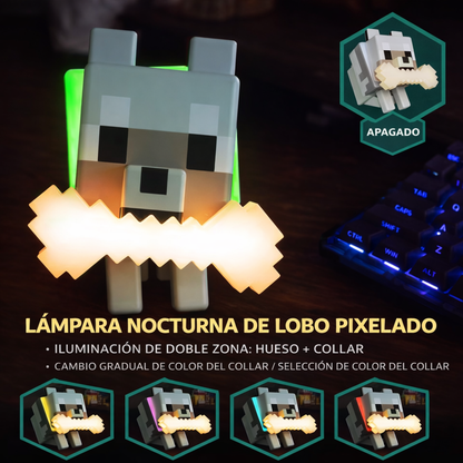 Lobo Pixel 3D con  Iluminación RGB Ambiental